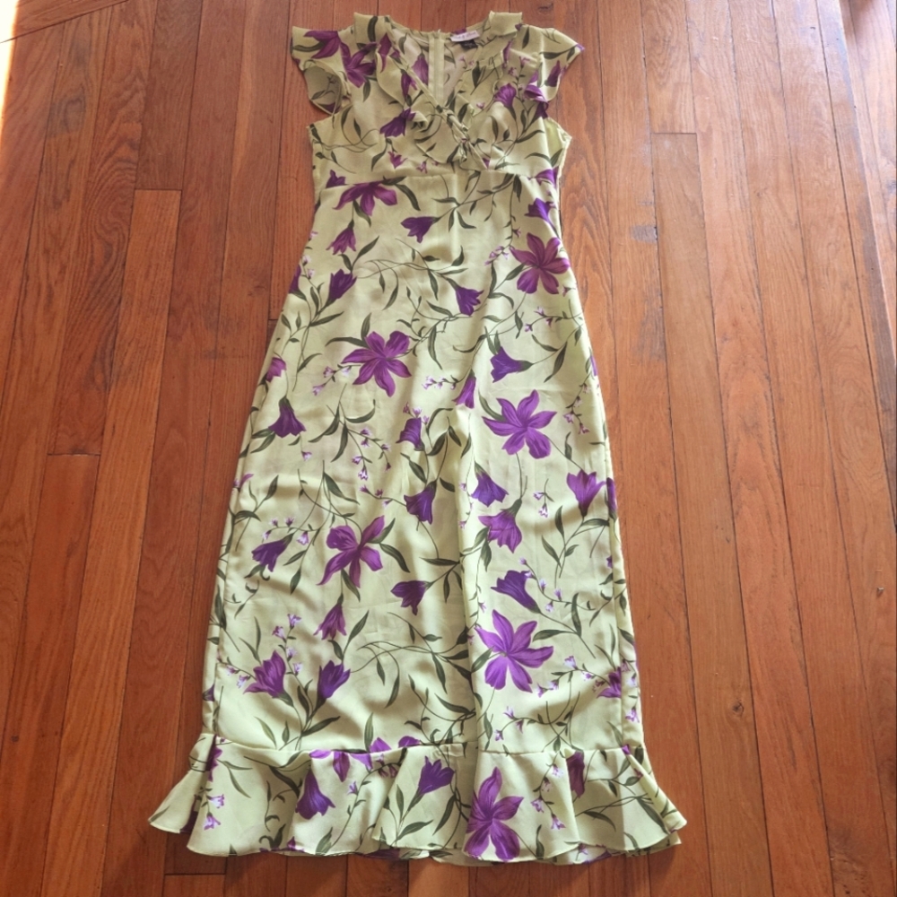 90s Fairycore Floral Print Sleeveless Dress. Beautiful‎ Colors. Size Large